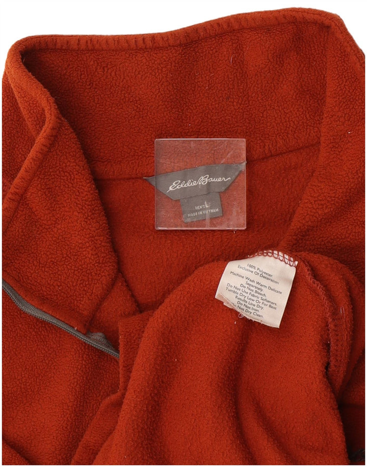 EDDIE BAUER Suéter masculino de lã com zíper e gola grande poliéster laranja