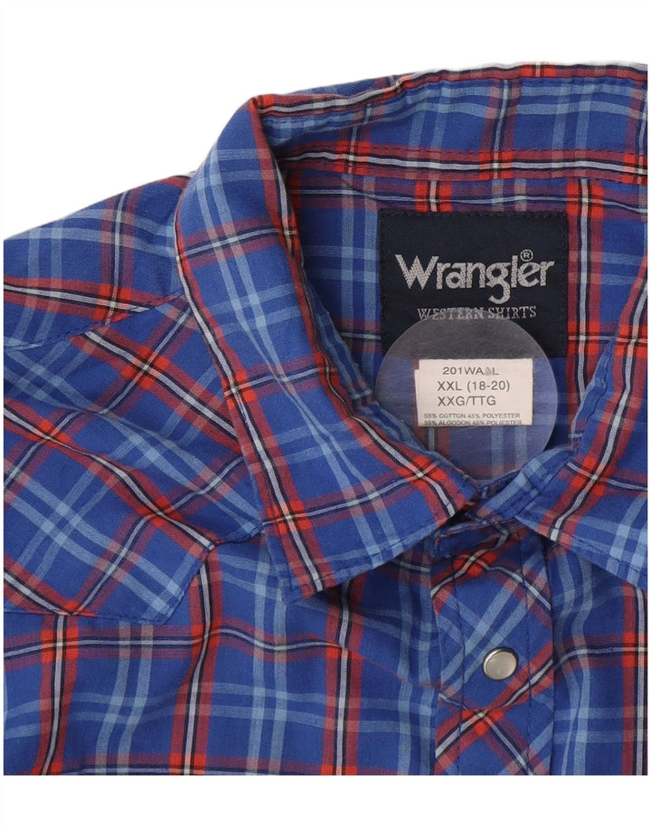 Camisa masculina WRANGLER 15-16 anos 2XL algodão xadrez azul