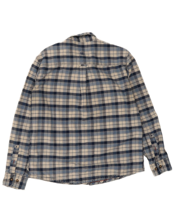 Camisa masculina de flanela Fat Face grande algodão xadrez azul