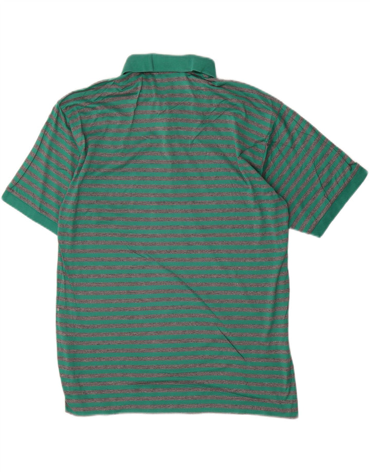 Camisa polo masculina CACHAREL pequena listrada verde de algodão