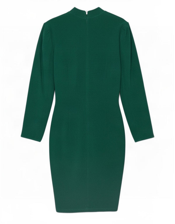 Vestido feminino vintage com bainha de manga comprida UK 12 verde médio