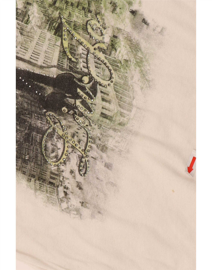 Camiseta feminina Liu Jo com estampa gráfica UK 12 médio branco