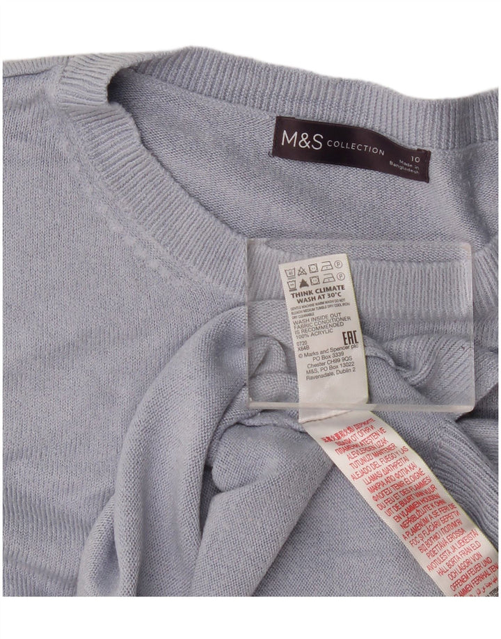 Suéter feminino Marks & Spencer com gola redonda grande, Reino Unido 10 pequeno azul