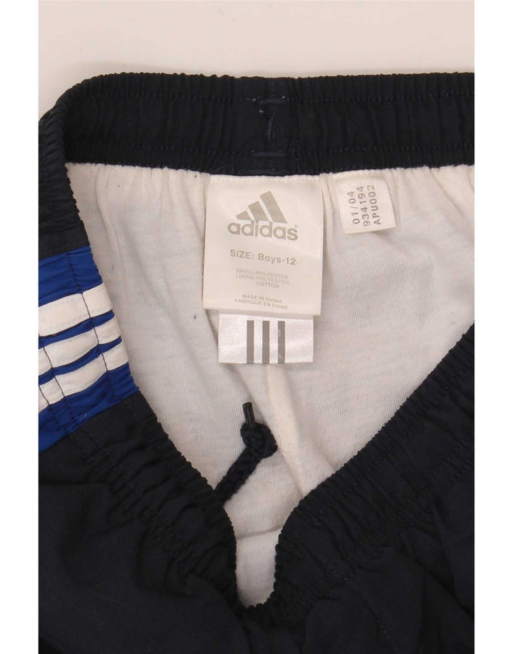 Calças de treino Adidas meninos 11-12 anos azul marinho colorblock poliéster