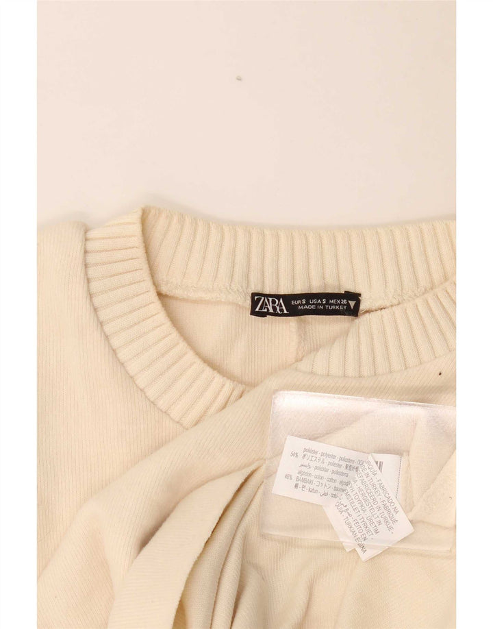 Zara Suéter feminino oversized com gola redonda, Reino Unido 10 pequeno off white