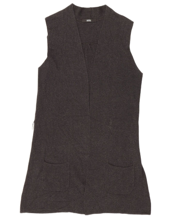Suéter cardigã feminino sem mangas Marks & Spencer Reino Unido 12 cinza médio