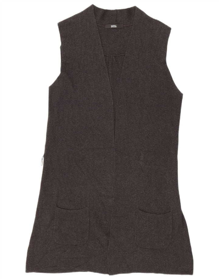 Suéter cardigã feminino sem mangas Marks & Spencer Reino Unido 12 cinza médio