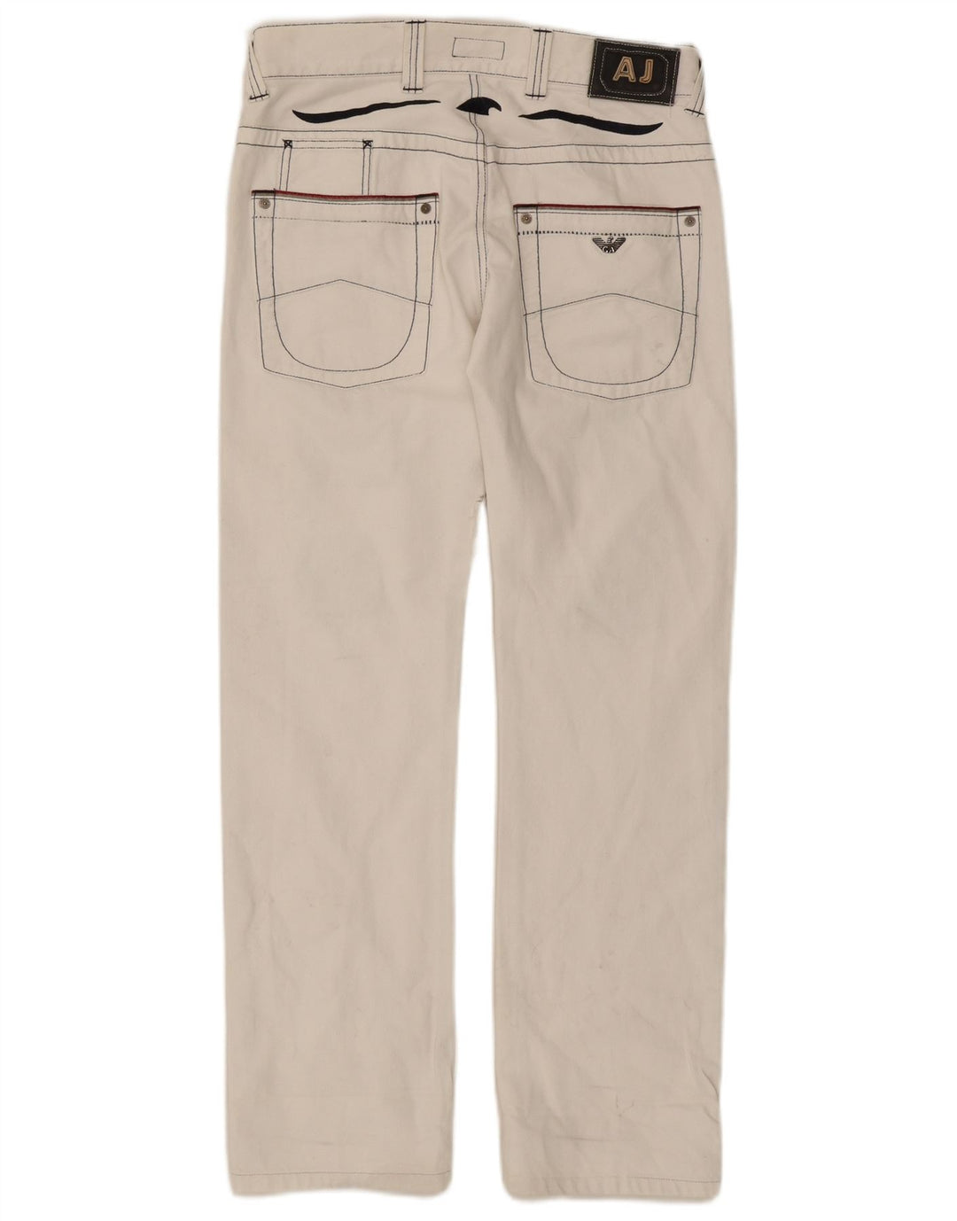 Armani feminino jeans retos desgastados W32 L30 algodão branco