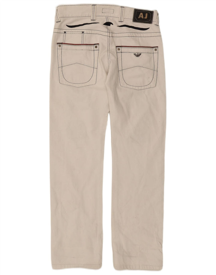 Armani feminino jeans retos desgastados W32 L30 algodão branco