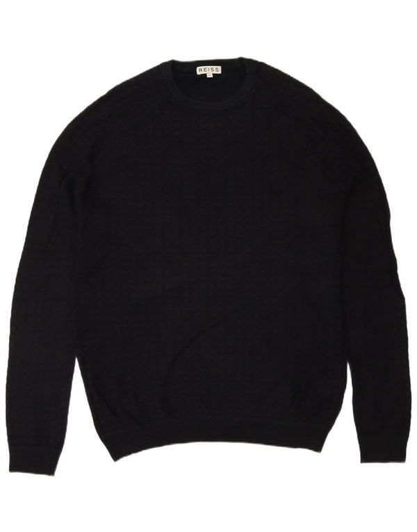 Suéter masculino Reiss com gola redonda, grande algodão preto