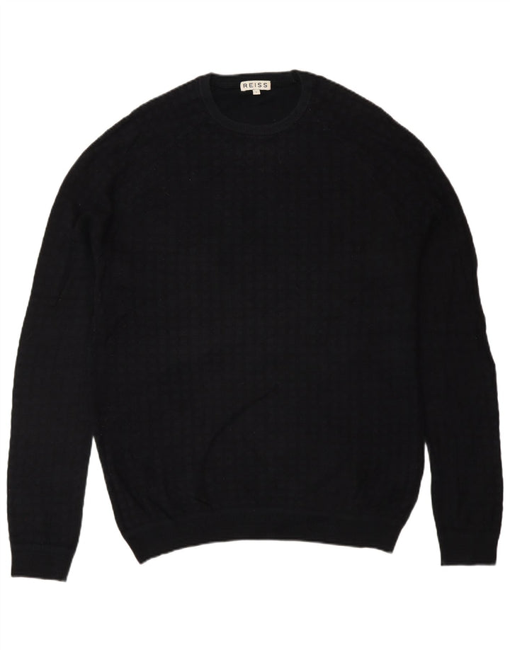 Suéter masculino Reiss com gola redonda, grande algodão preto