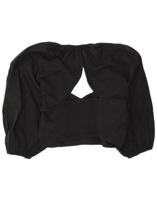 Zara Blusa Crop Feminina Top Reino Unido 14 Grande Preto