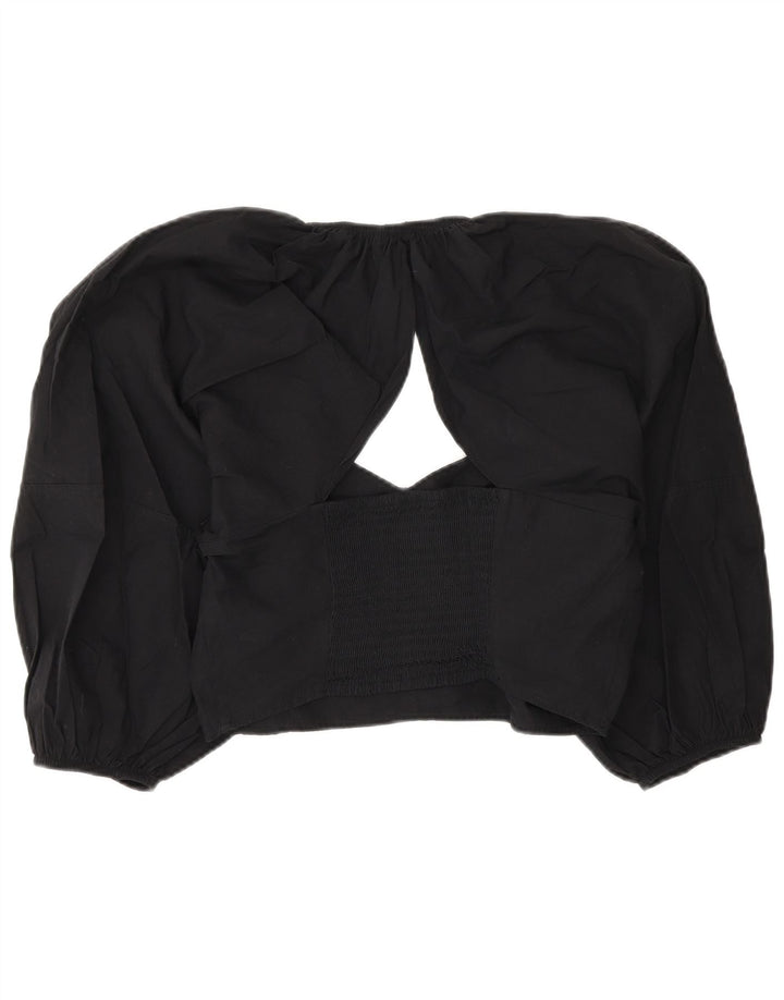 Zara Blusa Crop Feminina Top Reino Unido 14 Grande Preto