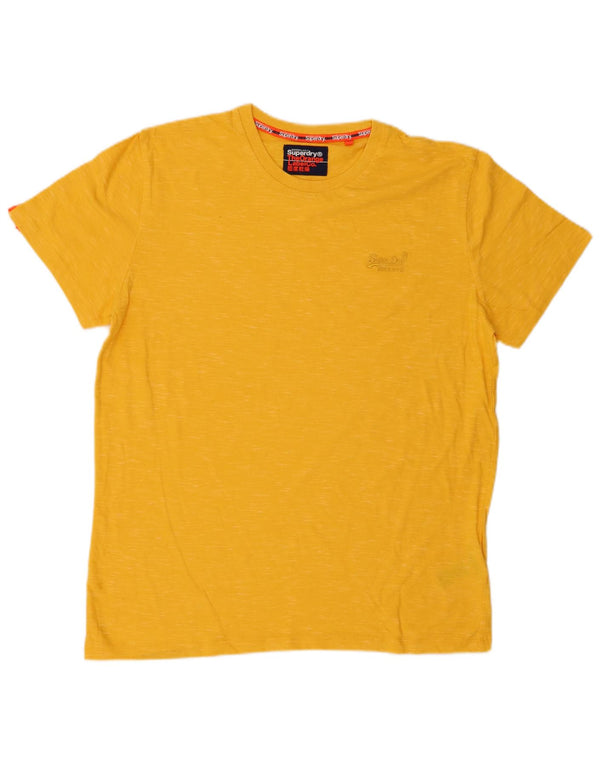 Camiseta masculina SUPERDRY Top XL algodão manchado amarelo