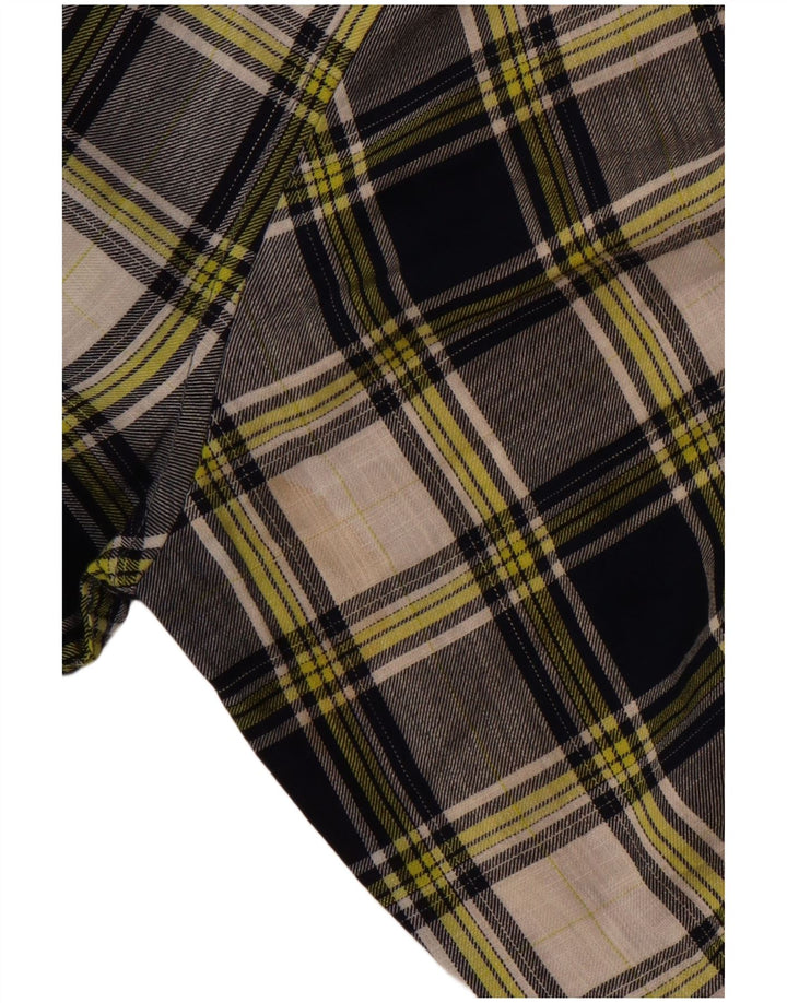 Camisa xadrez masculina Benetton grande algodão xadrez azul marinho