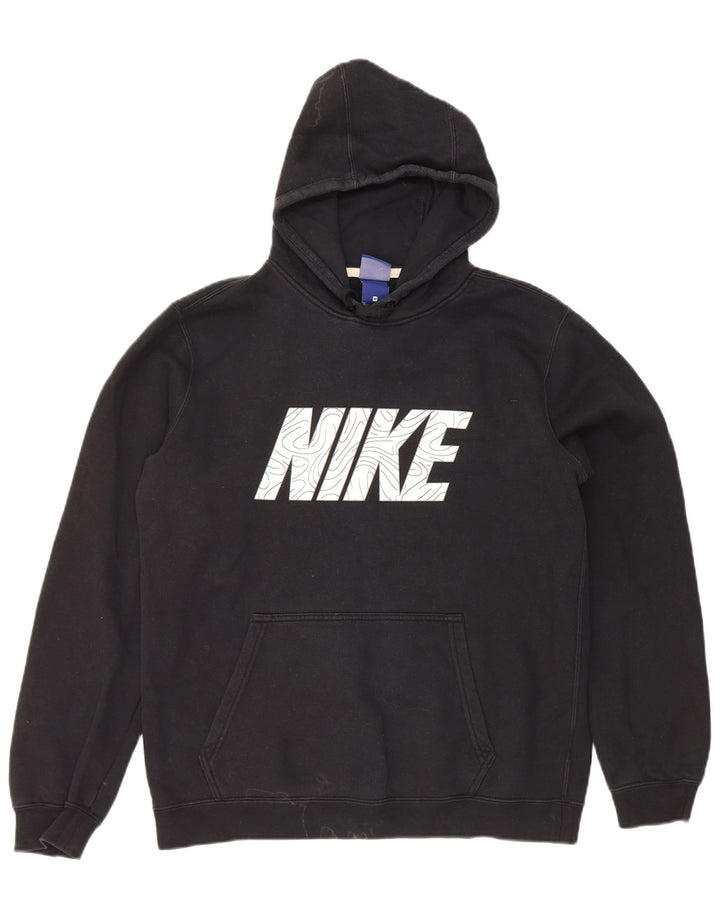 Nike masculino gráfico moletom com capuz médio algodão preto