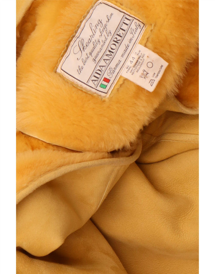 Casaco feminino vintage duplo breasted oversized shearling IT 44 médio amarelo