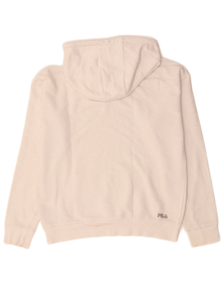 Fila feminino gráfico oversized moletom com capuz UK 10 pequeno algodão branco