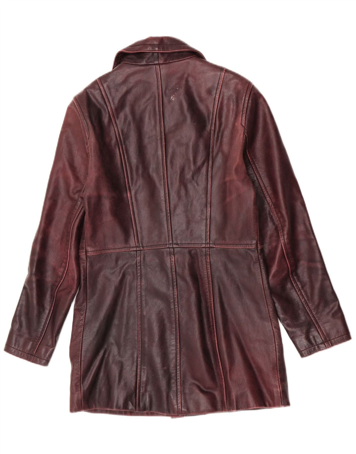 Casaco de couro feminino Gipsy by Mauritius Reino Unido 12 Médio Borgonha