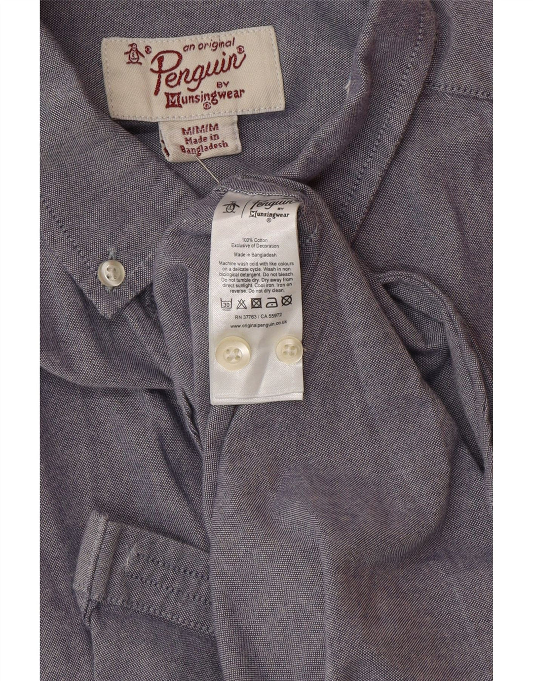 Camisa masculina Penguin Heritage Slim Fit de algodão azul médio