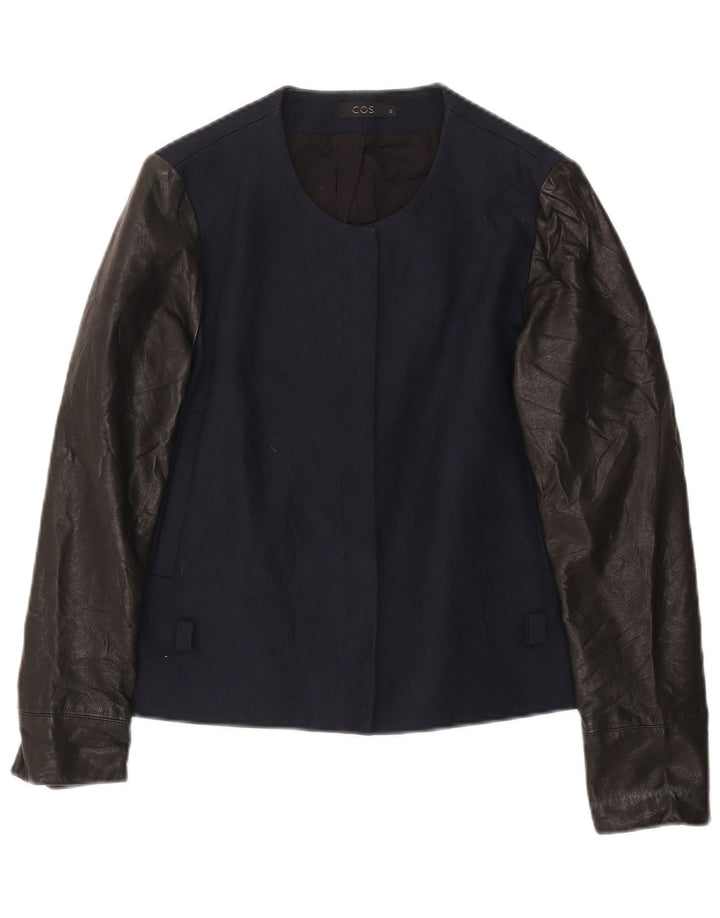 Cos Jaqueta Blazer Feminina EU 40 Médio Azul Marinho Colourblock Algodão