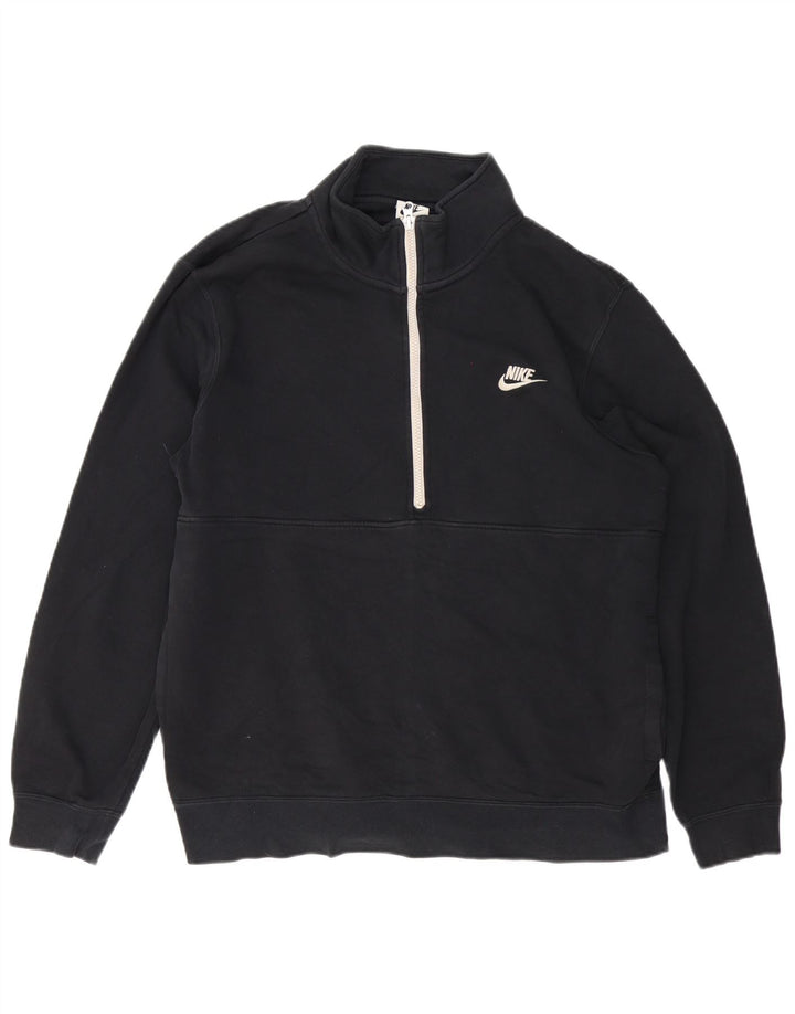 Moletom masculino Nike com zíper e gola alta de algodão preto