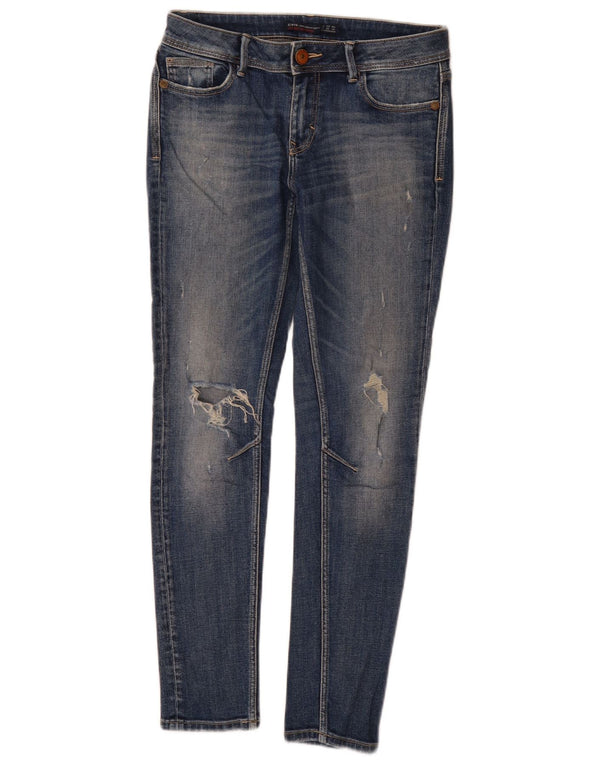 Zara Womens Distressed Skinny Jeans EU 36 XS W26 L29 Blue Cotton