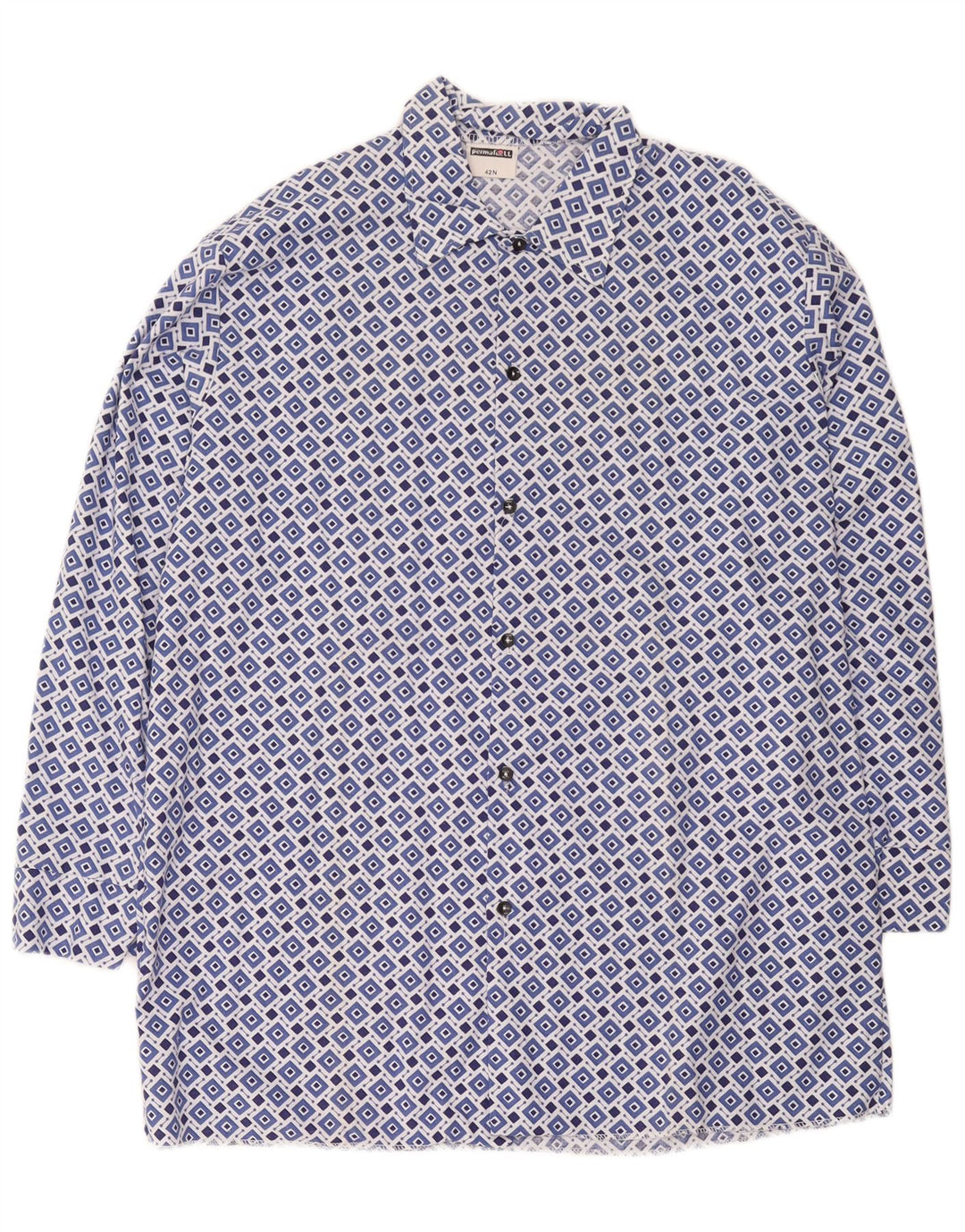 Camisa masculina vintage tamanho 42 grande azul geométrica