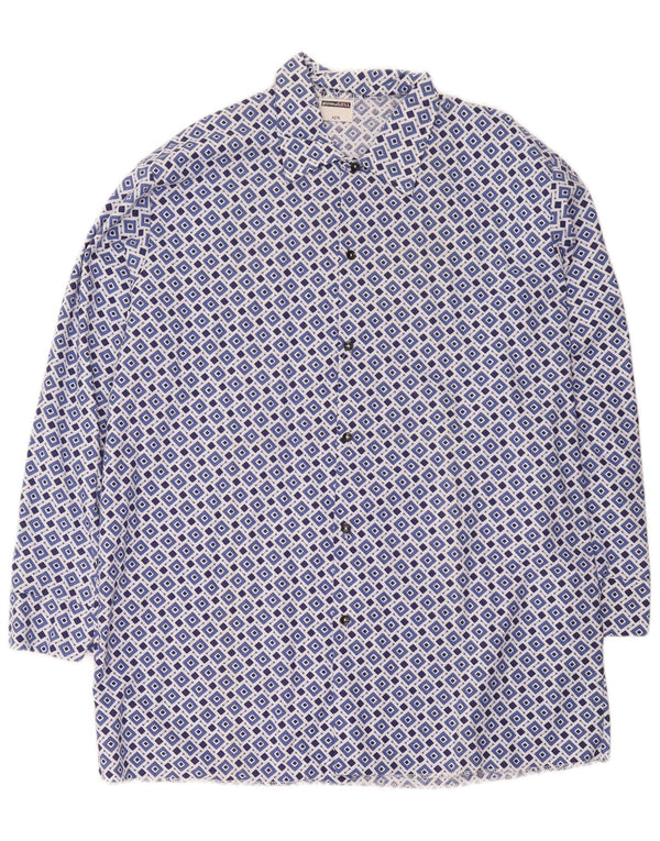 Camisa masculina vintage tamanho 42 grande azul geométrica