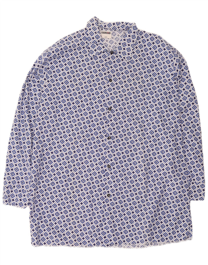 Camisa masculina vintage tamanho 42 grande azul geométrica