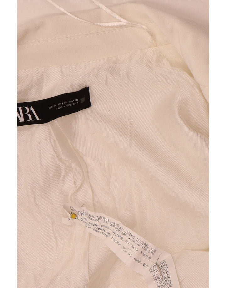 Jaqueta blazer aberta manga 3/4 feminina Zara Reino Unido 18 XL branco poliéster