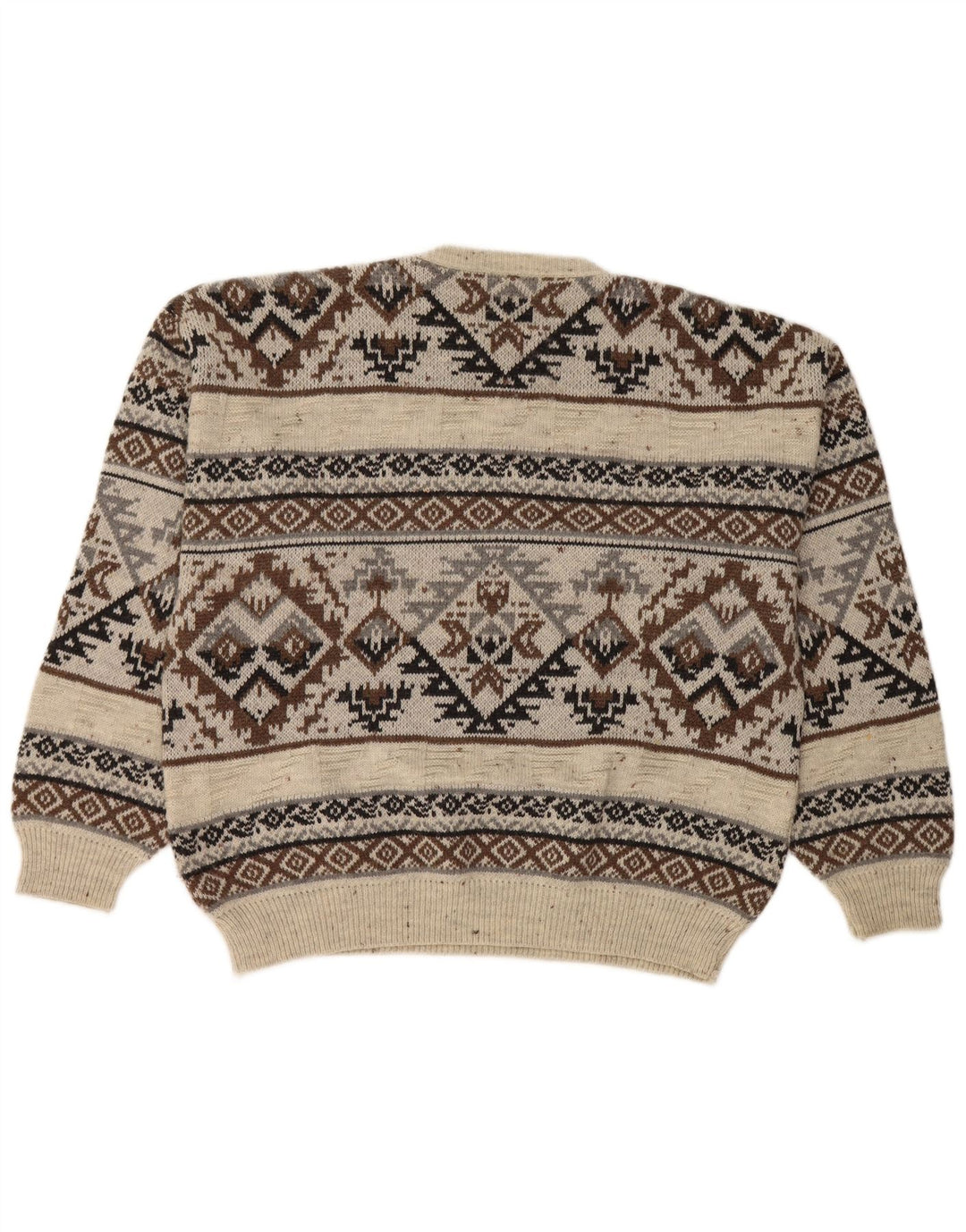 Suéter masculino vintage com gola redonda IT 48/50 médio branco Fair Isle