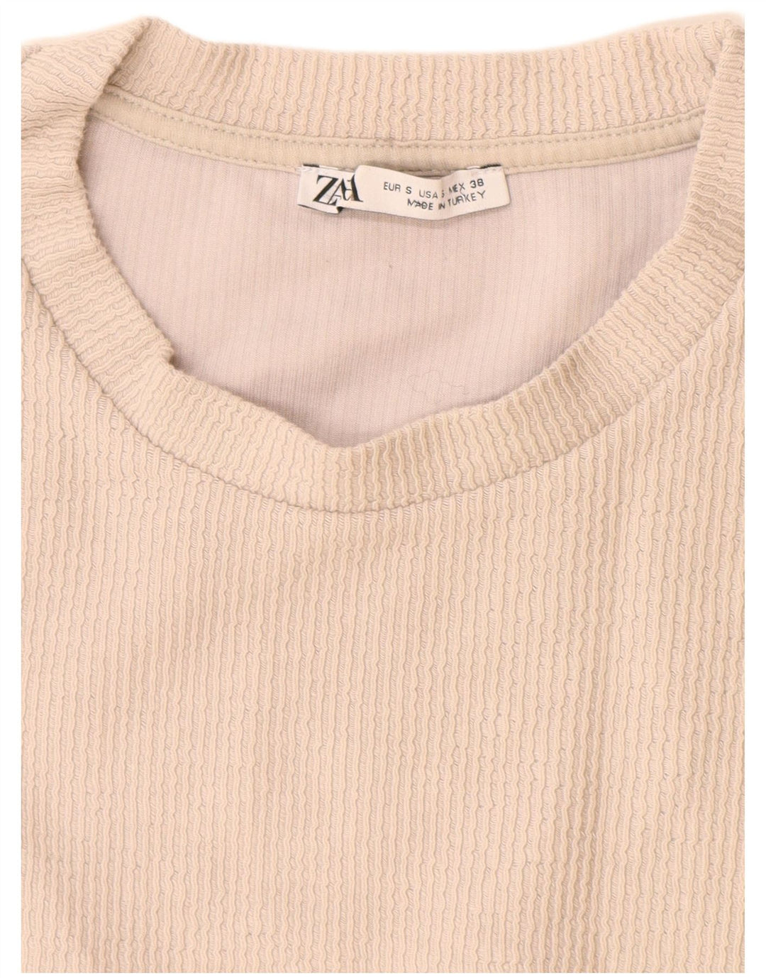Camiseta masculina Zara Top pequeno algodão bege
