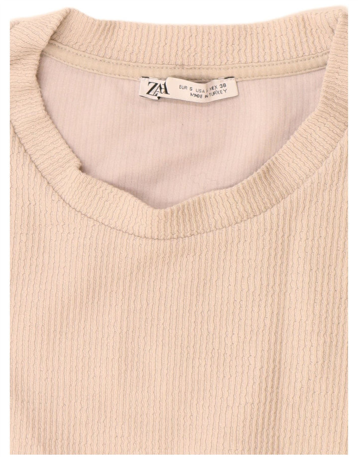 Camiseta masculina Zara Top pequeno algodão bege