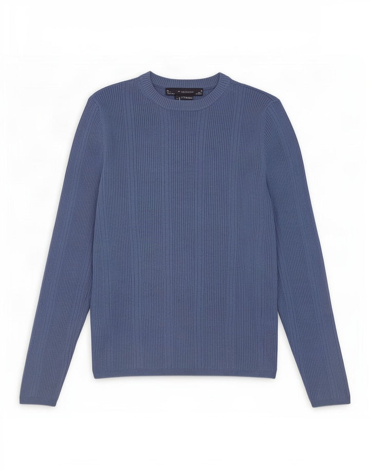 Suéter feminino Marks & Spencer com gola redonda Reino Unido 12 viscose azul médio