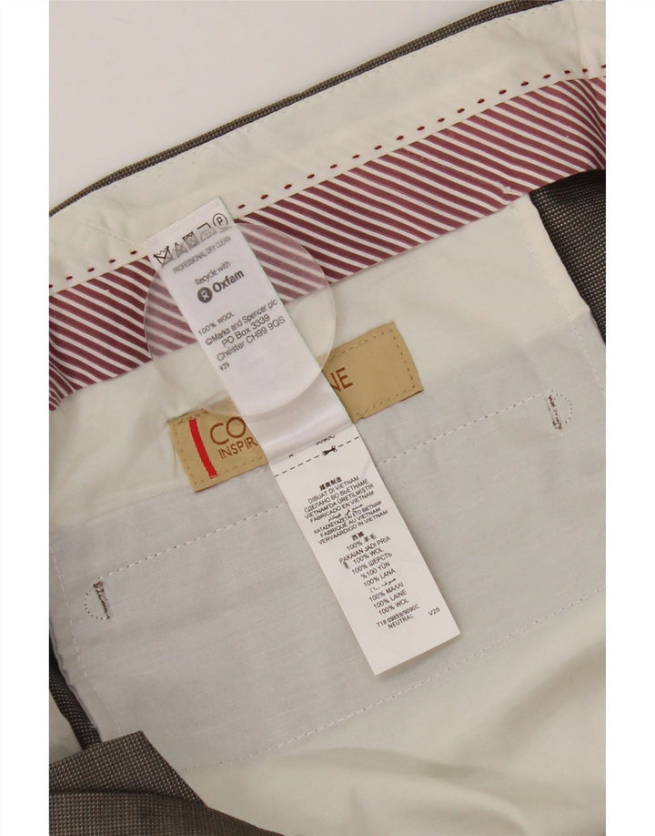 Calça masculina de terno reto MARKS & SPENCER W38 L31 lã marrom