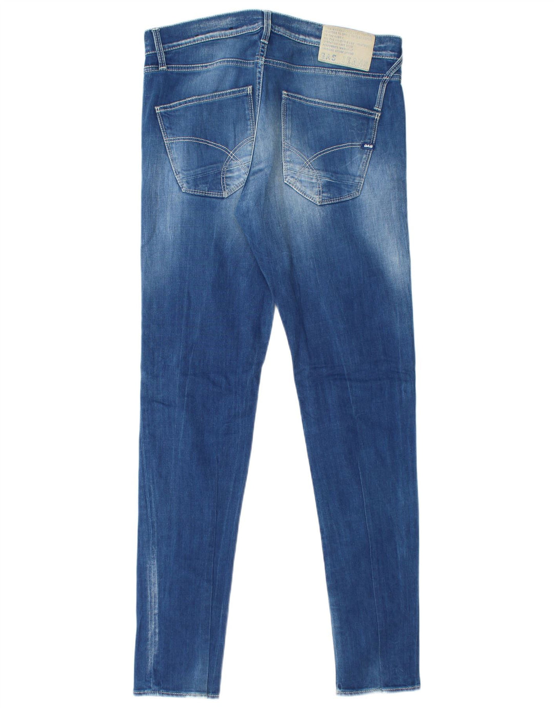 Gas Mens Slim Jeans W32 L34 Azul Algodão