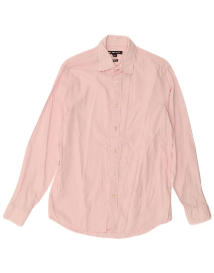 Camisa masculina MICHAEL KORS Classic Fit pequena rosa linho