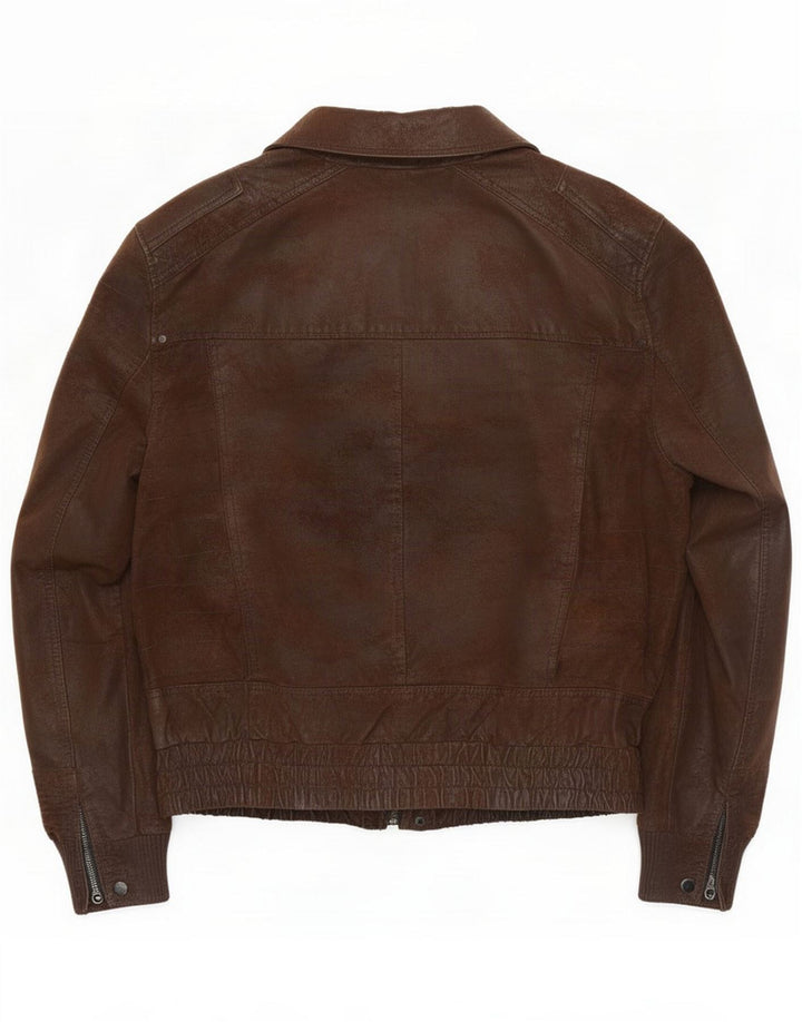 Jaqueta de couro masculina Cedarwood State UK 44 2XL Marrom