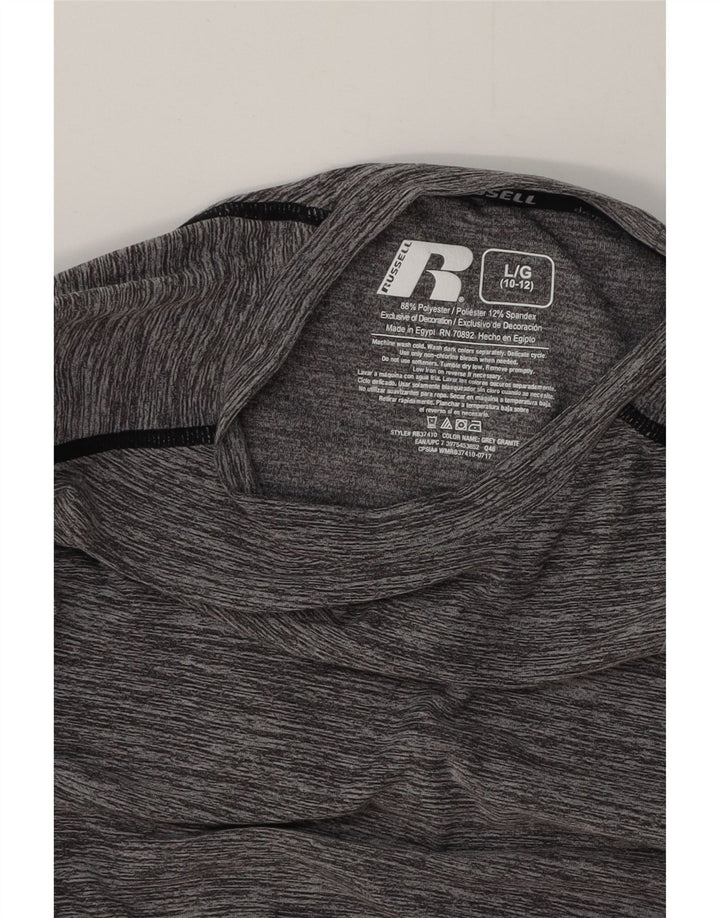 RUSSELL ATLÉTICO Meninos Dri-Power Top Manga Comprida 10-11 Anos Grande Cinza