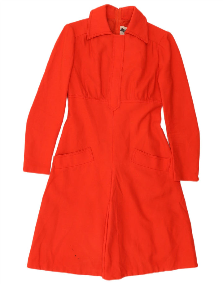 Vestido feminino VINTAGE manga comprida linha A UE 38 médio vermelho lã nova