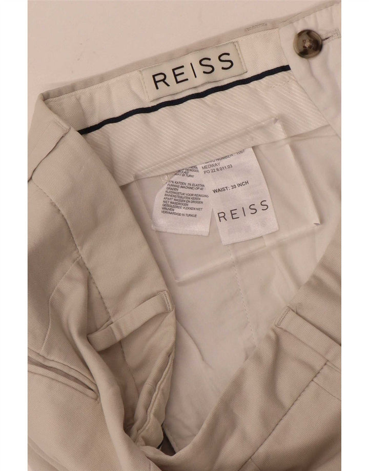 Calça masculina Reiss Slim Suit W30 L30 bege