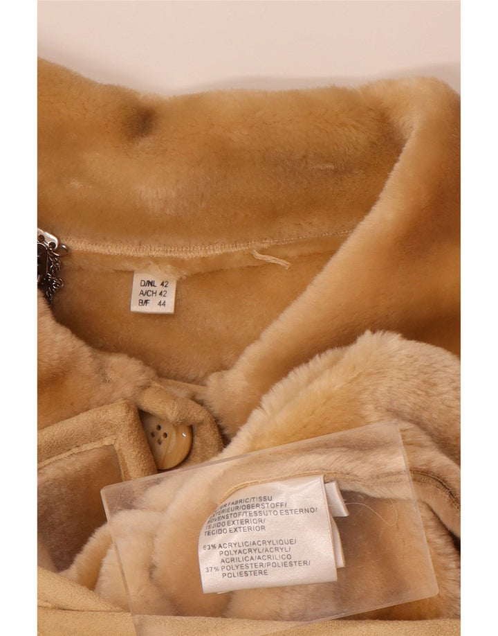 Jaqueta Sherpa feminina VINTAGE EU 44 XL bege acrílico