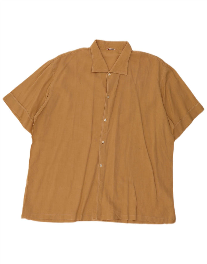 Camisa masculina vintage de manga curta XL bege