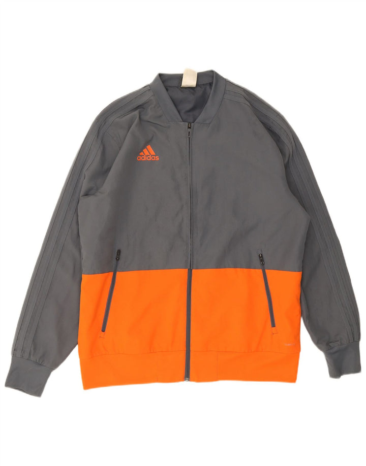 Adidas Mens Bomber Jacket UK 40 Grande Cinza Colourblock Poliéster