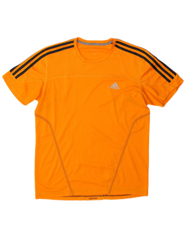 Adidas Mens Camiseta Top Médio Laranja Colorblock