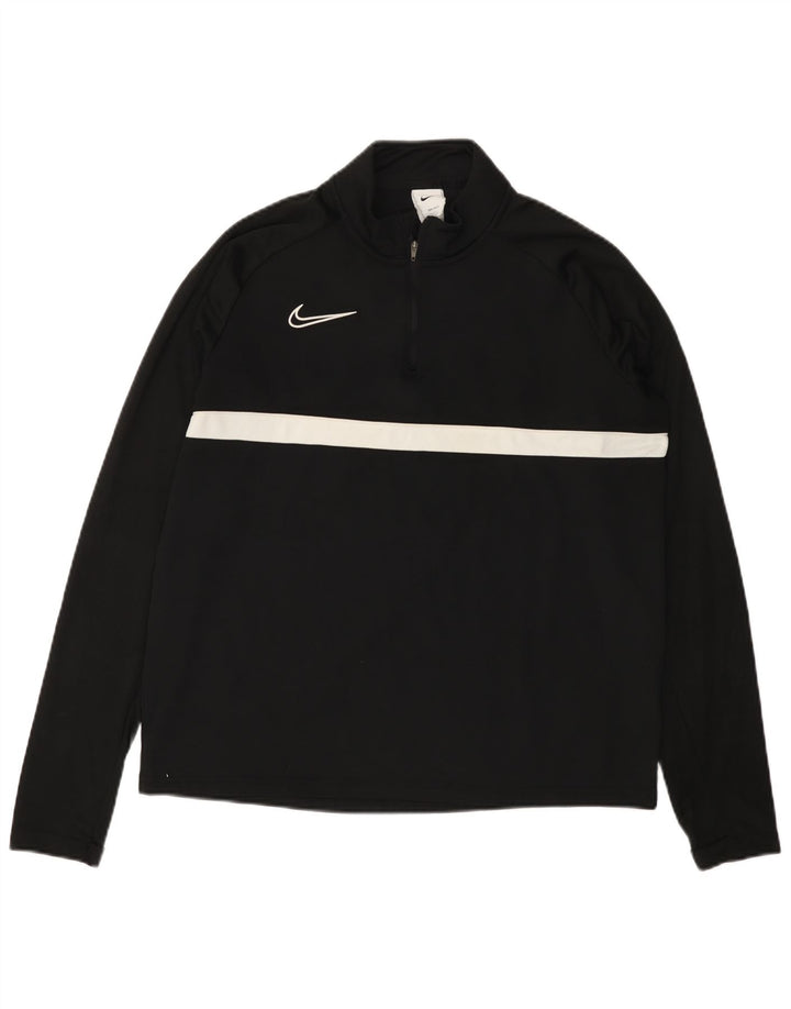 NIKE Masculino Dri Fit Zip Neck Pullover Treino Top Grande Preto Colourblock