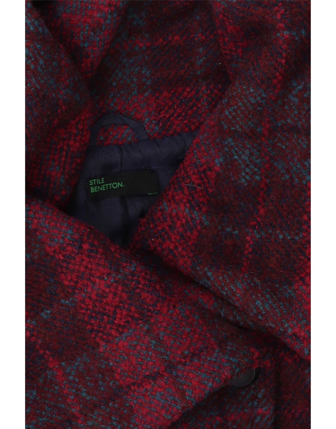 Jaqueta feminina Benetton UK 14 xadrez rosa médio