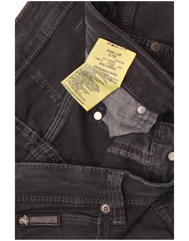 Wrangler Mens Clyde Straight Jeans W36 L32 Algodão Preto