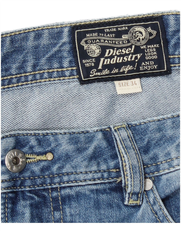 Shorts jeans masculino DIESEL desgastado W34 grande algodão azul